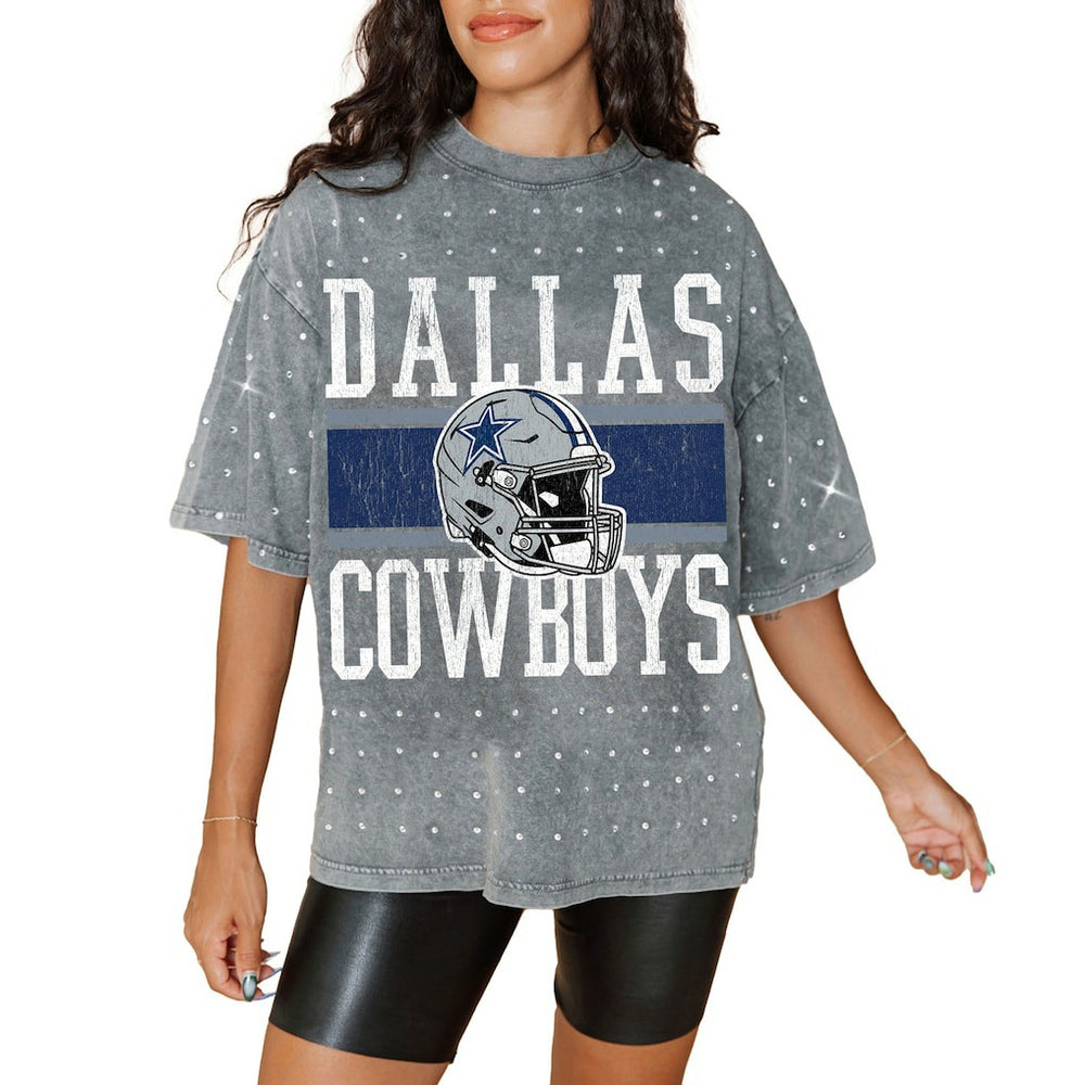 Dallas Cowboys Gameday Couture Women's Oversized Mini Rhinestone Classic T-Shirt