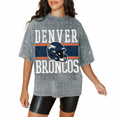 Denver Broncos Gameday Couture Women's Oversized Mini Rhinestone Classic T-Shirt