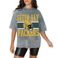 Green Bay Packers Gameday Couture Women's Oversized Mini Rhinestone Classic T-Shirt