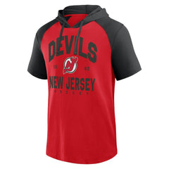 New Jersey Devils Logo Athletic Prime Raglan Short Sleeve Pullover Hoodie Sale