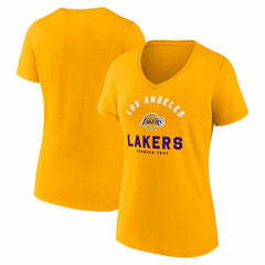 Los Angeles Lakers Logo Athletic Women's Unrivaled V-Neck T-Shirt Online