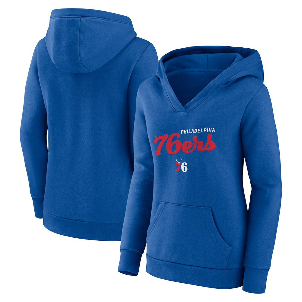 Philadelphia 76ers Logo Athletic Women's Triumphant V-Neck Pullover Hoodie On Sale