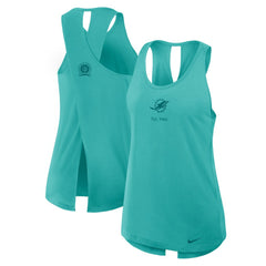 Miami Dolphins Nike Women's Glory Open-Back Crisscross Dri-FIT Tank Top