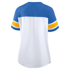 Los Angeles Chargers Fanatics Women's Athena Rhinestone Lace-Up V-Neck T-Shirt