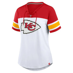 Kansas City Chiefs Fanatics Women's Athena Lace-Up V-Neck T-Shirt