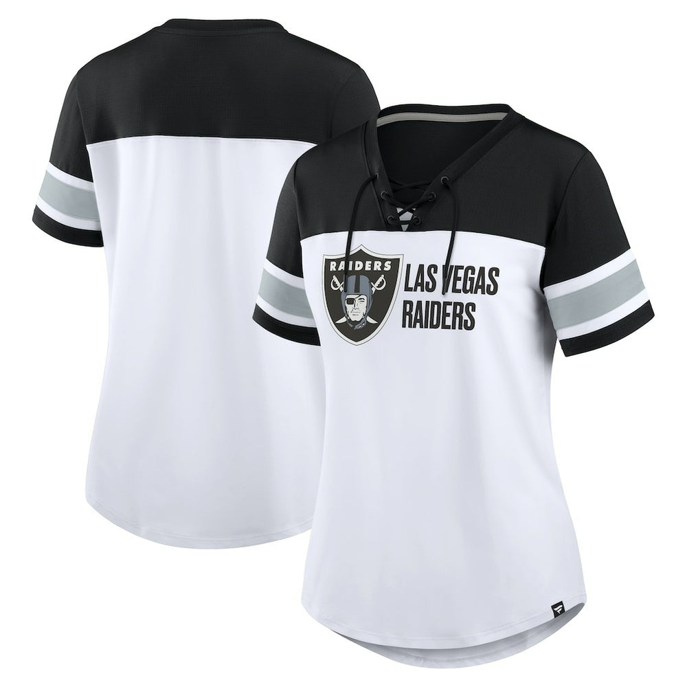 Las Vegas Raiders Fanatics Women's Athena Lace-Up V-Neck T-Shirt