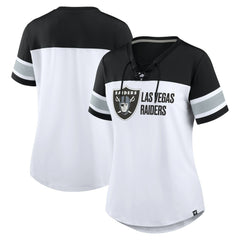 Las Vegas Raiders Fanatics Women's Athena Lace-Up V-Neck T-Shirt