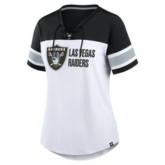Las Vegas Raiders Fanatics Women's Athena Lace-Up V-Neck T-Shirt