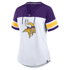 Minnesota Vikings Fanatics Women's Athena Rhinestone Lace-Up V-Neck T-Shirt
