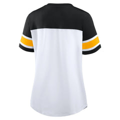 Pittsburgh Steelers Fanatics Women's Athena Rhinestone Lace-Up V-Neck T-Shirt