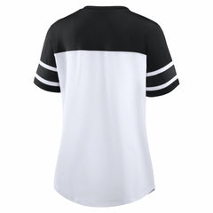 New Orleans Saints Fanatics Women's Athena Rhinestone Lace-Up V-Neck T-Shirt