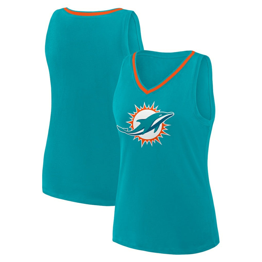 Miami Dolphins Logo Athletic Women's Stellar Win V-Neck Tank Top