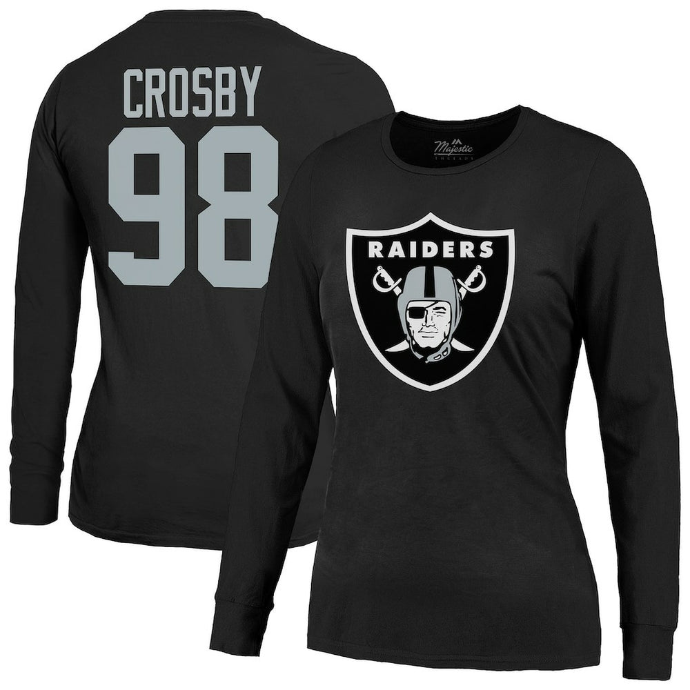 Las Vegas Raiders Maxx Crosby Majestic Threads Women's Player Name & Number Long Sleeve T-Shirt