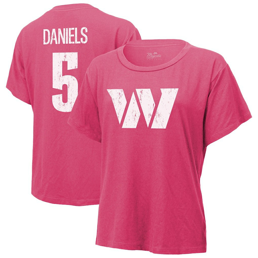Washington Commanders Jayden Daniels Majestic Threads Women's Name & Number T-Shirt