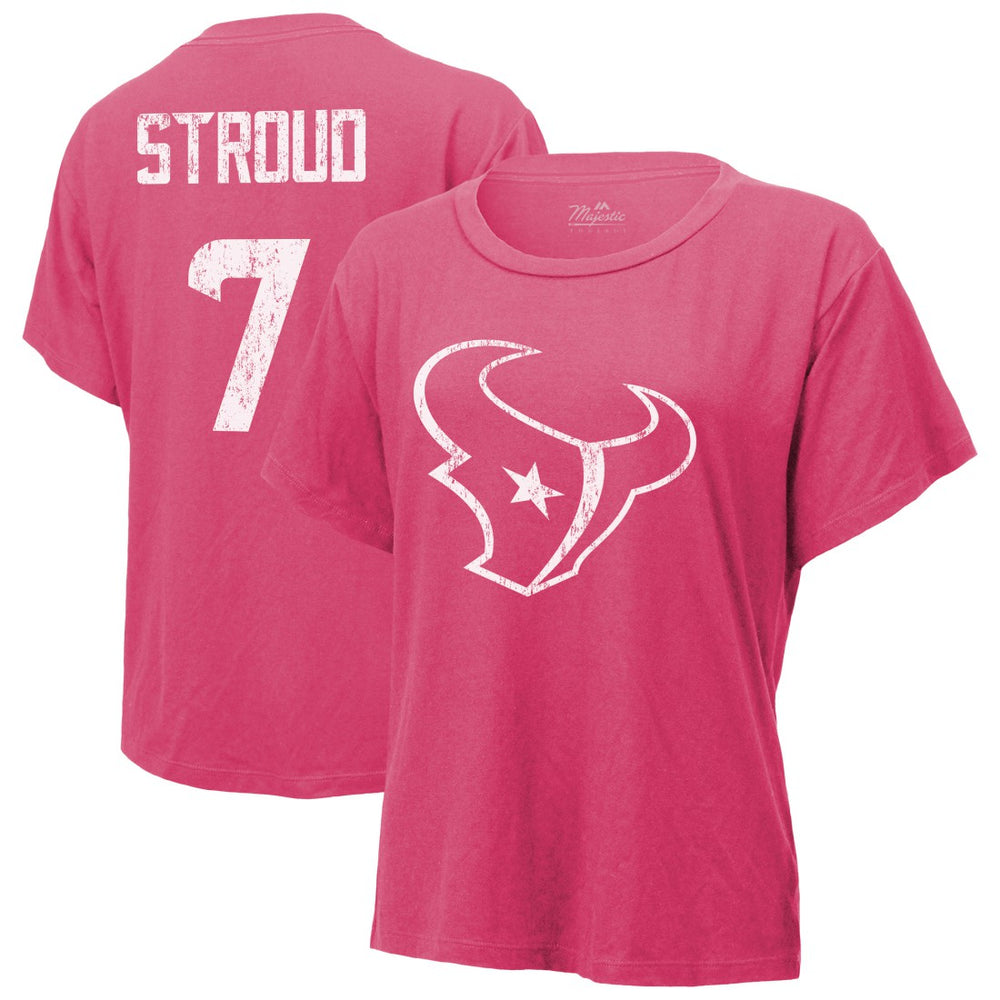 Houston Texans C.J. Stroud Majestic Threads Women's Name & Number T-Shirt