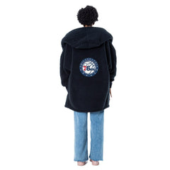 The Best Lounger in the World By Jill Martin Philadelphia 76ers Unisex Black Oversized Open-Front Hoodie Sweater discount New