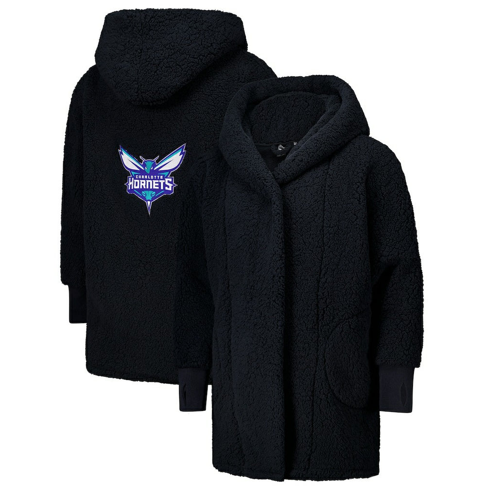 The Best Lounger in the World By Jill Martin Charlotte Hornets Unisex Black Oversized Open-Front Hoodie Sweater cheap Discount