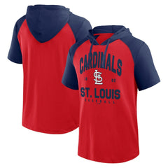 St. Louis Cardinals Logo Athletic Prime Raglan Short Sleeve Hoodie T-Shirt | MLB Outlet