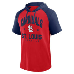 St. Louis Cardinals Logo Athletic Prime Raglan Short Sleeve Hoodie T-Shirt | MLB Outlet