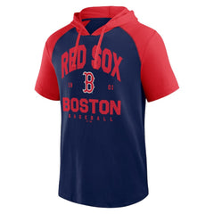 Boston Red Sox Logo Athletic Prime Raglan Short Sleeve Hoodie T-Shirt | MLB Outlet