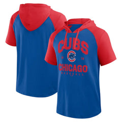 Chicago Cubs Logo Athletic Prime Raglan Short Sleeve Hoodie T-Shirt | MLB Near me