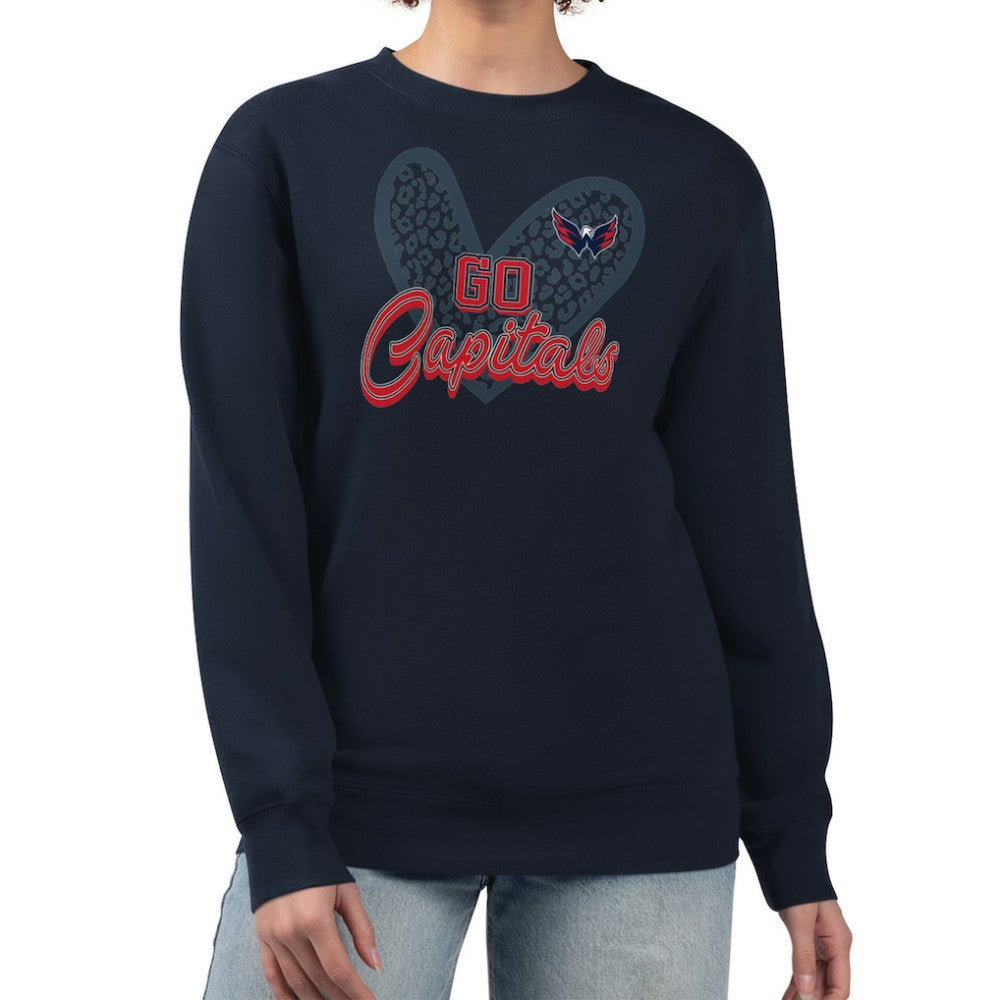 Washington Capitals G-III 4Her by Carl Banks Women's Animal Print Heart Fleece Pullover Sweatshirt Sale