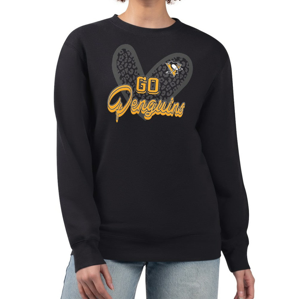 Pittsburgh Penguins G-III 4Her by Carl Banks Women's Animal Print Heart Fleece Pullover Sweatshirt Discount