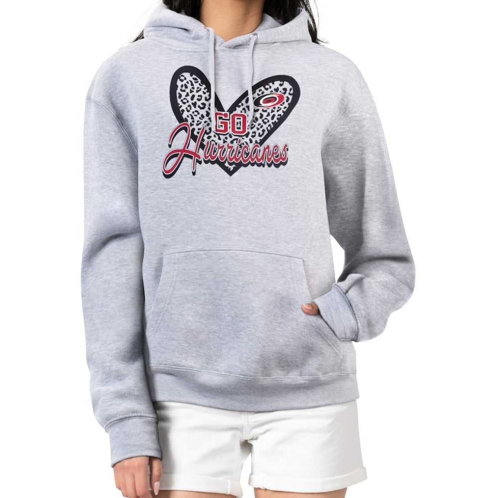 Carolina Hurricanes G-III 4Her by Carl Banks Women's Animal Print Heart Fleece Pullover Hoodie On Sale