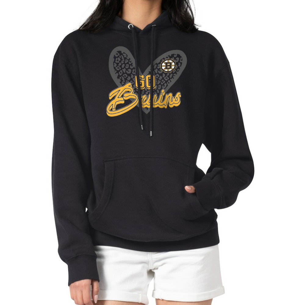 Boston Bruins G-III 4Her by Carl Banks Women's Animal Print Heart Fleece Pullover Hoodie Sale