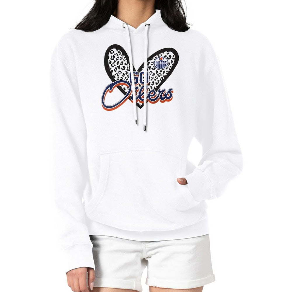 Edmonton Oilers G-III 4Her by Carl Banks Women's Animal Print Heart Fleece Pullover Hoodie On Sale