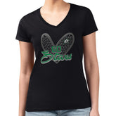 Dallas Stars G-III 4Her by Carl Banks Women's Super-Slim Fit Lightweight Animal Print Heart V-Neck T-Shirt Sale