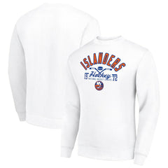New York Islanders Starter Stick And Puck Logo Fleece Pullover Sweatshirt On Sale