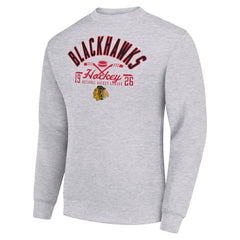 Chicago Blackhawks Starter Stick And Puck Logo Fleece Pullover Sweatshirt For Sale