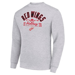 Detroit Red Wings Starter Stick And Puck Logo Fleece Pullover Sweatshirt On Sale