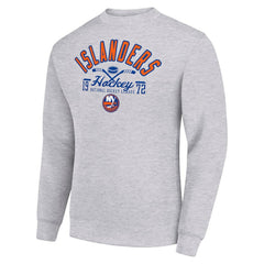 New York Islanders Starter Stick And Puck Logo Fleece Pullover Sweatshirt Discount