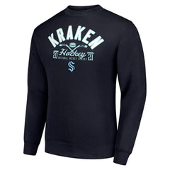 Seattle Kraken Starter Stick And Puck Logo Fleece Pullover Sweatshirt Online