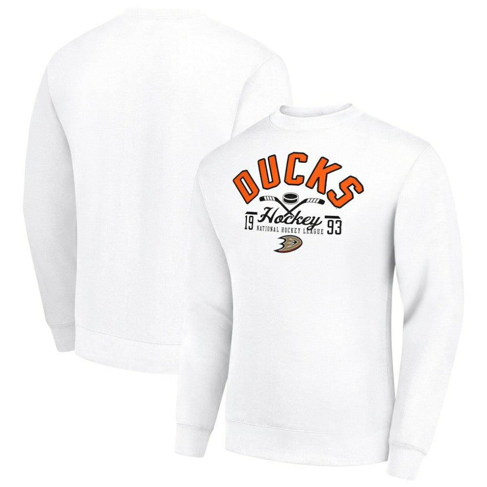 Anaheim Ducks Starter Stick And Puck Logo Fleece Pullover Sweatshirt Sale