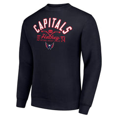 Washington Capitals Starter Stick And Puck Logo Fleece Pullover Sweatshirt Discount