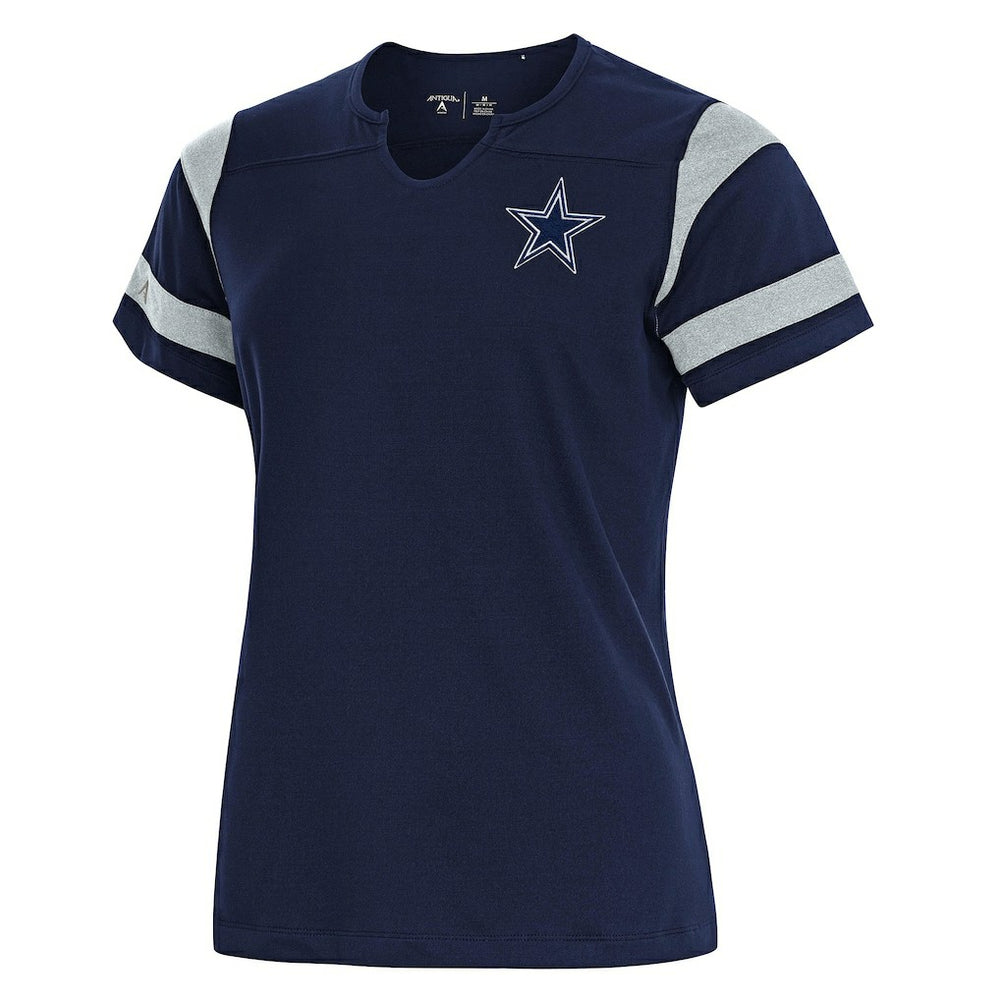 Dallas Cowboys Antigua Women's Encounter Short Sleeve Notch Neck Top