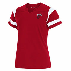 Miami Heat Antigua Women's Encounter Short Sleeve Notch Neck Top Discount
