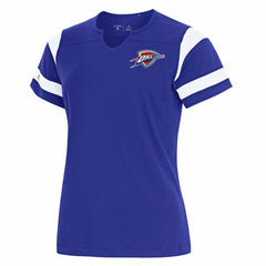 Oklahoma City Thunder Antigua Women's Encounter Short Sleeve Notch Neck Top New