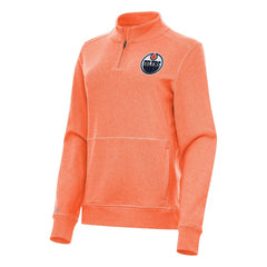 Edmonton Oilers Antigua Women's Crush Quarter-Zip Fleece Sweatshirt For Sale