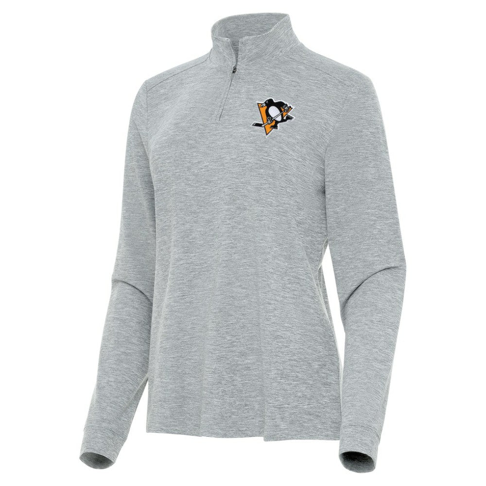 Pittsburgh Penguins Antigua Women's Mentor Quarter-Zip Mock Long Sleeve Top For Sale