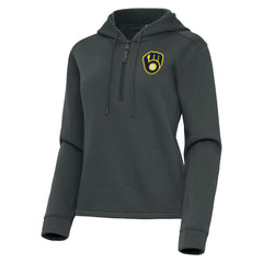 Milwaukee Brewers Antigua Women's Contemporary Quarter-Zip Hoodie | MLB Shop
