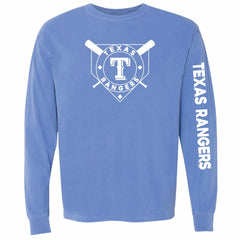 Texas Rangers Soft as a Grape Women's Pigment Dye Long Sleeve T-Shirt | MLB Discount