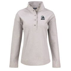 Cleveland Browns Cutter & Buck Women's Hunts Point Eco Textured Fleece Recycled Quarter-Snap Pullover