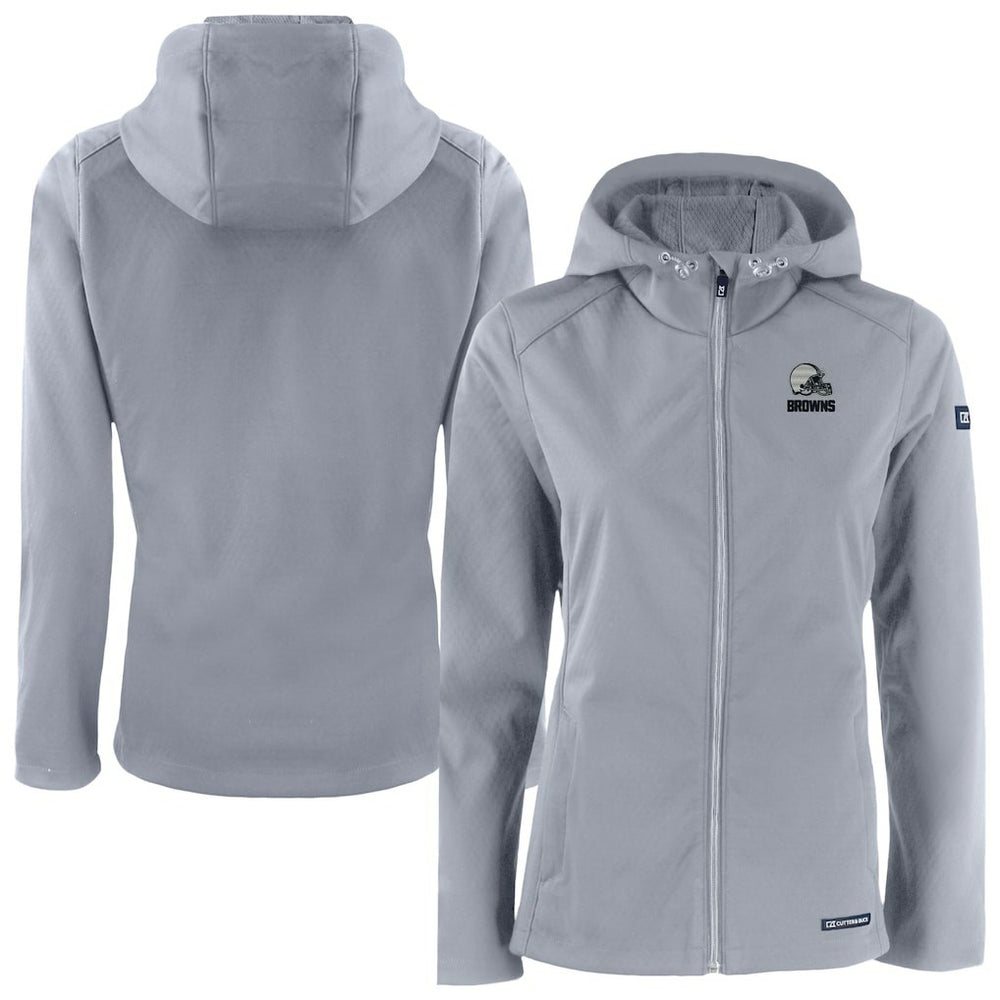 Cleveland Browns Cutter & Buck Women's Evoke Eco Softshell Recycled Full-Zip Hoodie Jacket