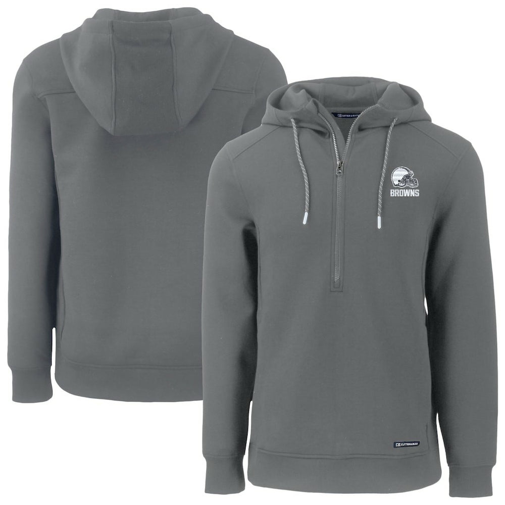 Cleveland Browns Cutter & Buck Roam Eco Recycled Half-Zip Pullover Hoodie