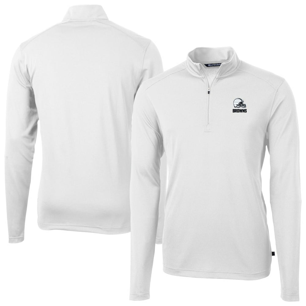 Cleveland Browns Cutter & Buck Big & Tall Virtue Eco Pique Recycled Quarter-Zip Pullover Top
