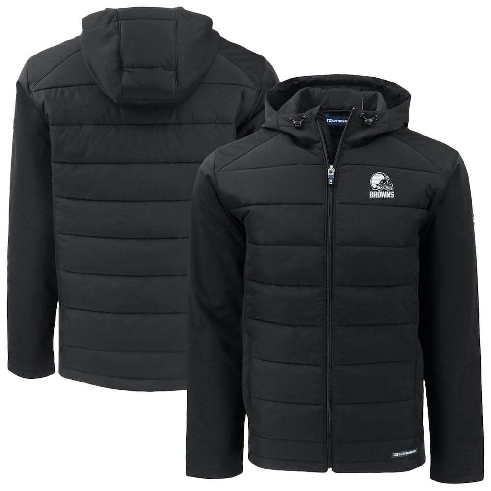 Cleveland Browns Cutter & Buck Big & Tall Evoke Hybrid Eco Softshell Recycled Full-Zip Hooded Jacket